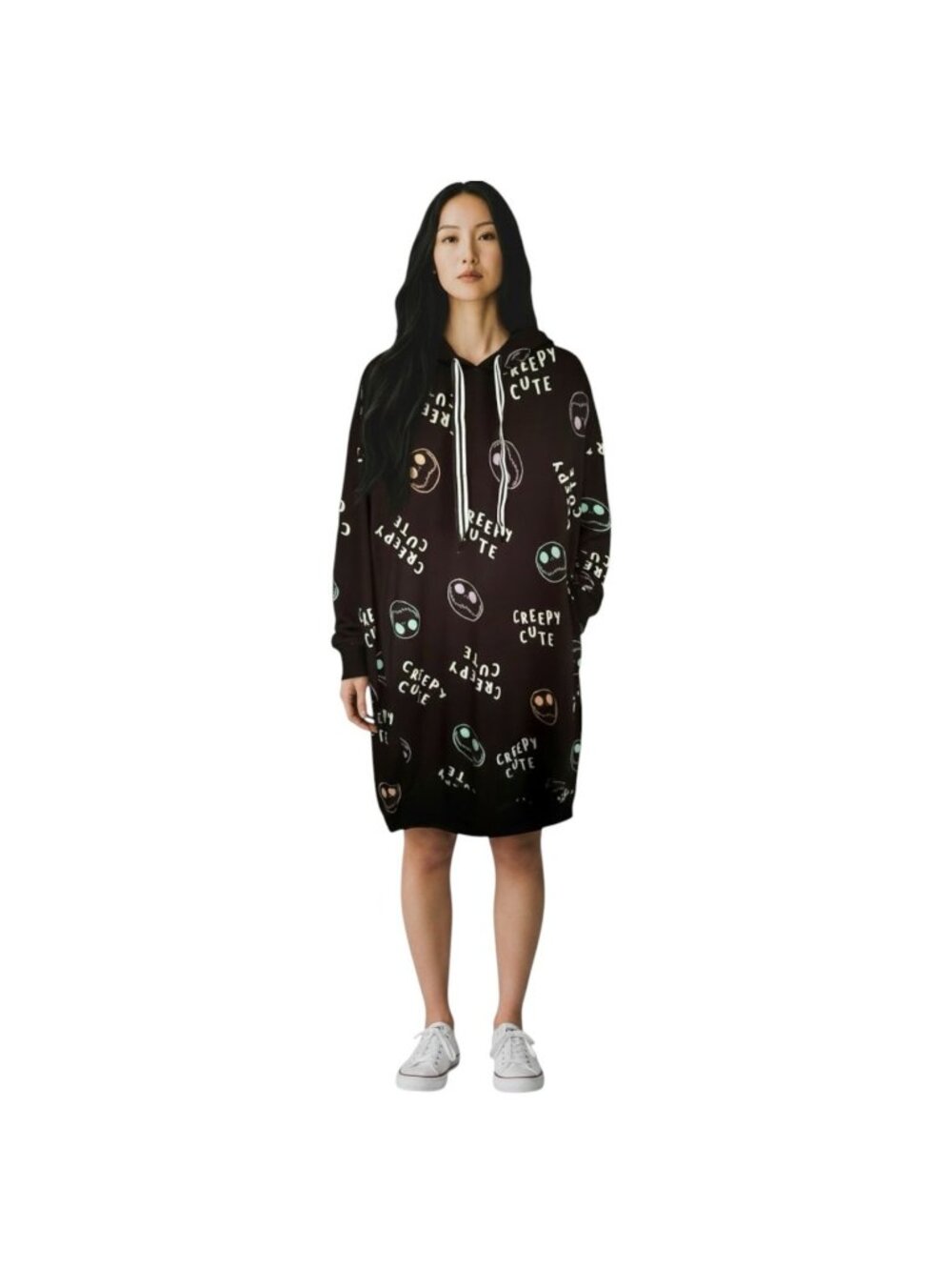 Disney Nightmare Before Christmas Tim Burton Hoodie Dress Drawstring Hood Women